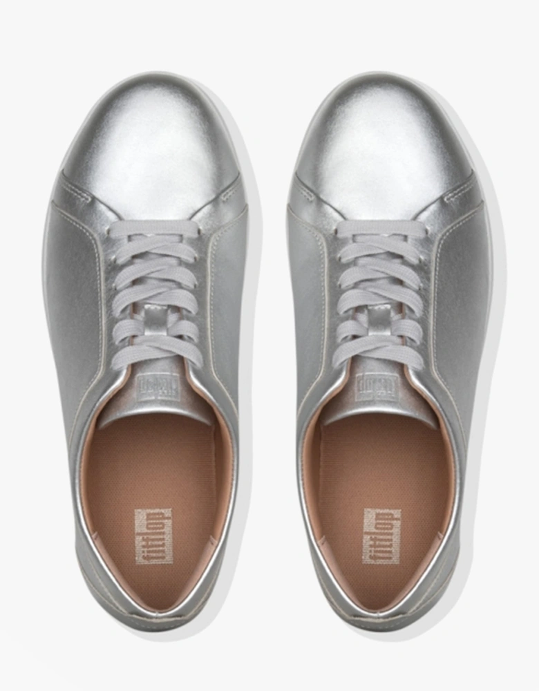 RALLY Womens Leather Trainers Silver