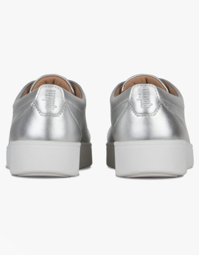 RALLY Womens Leather Trainers Silver