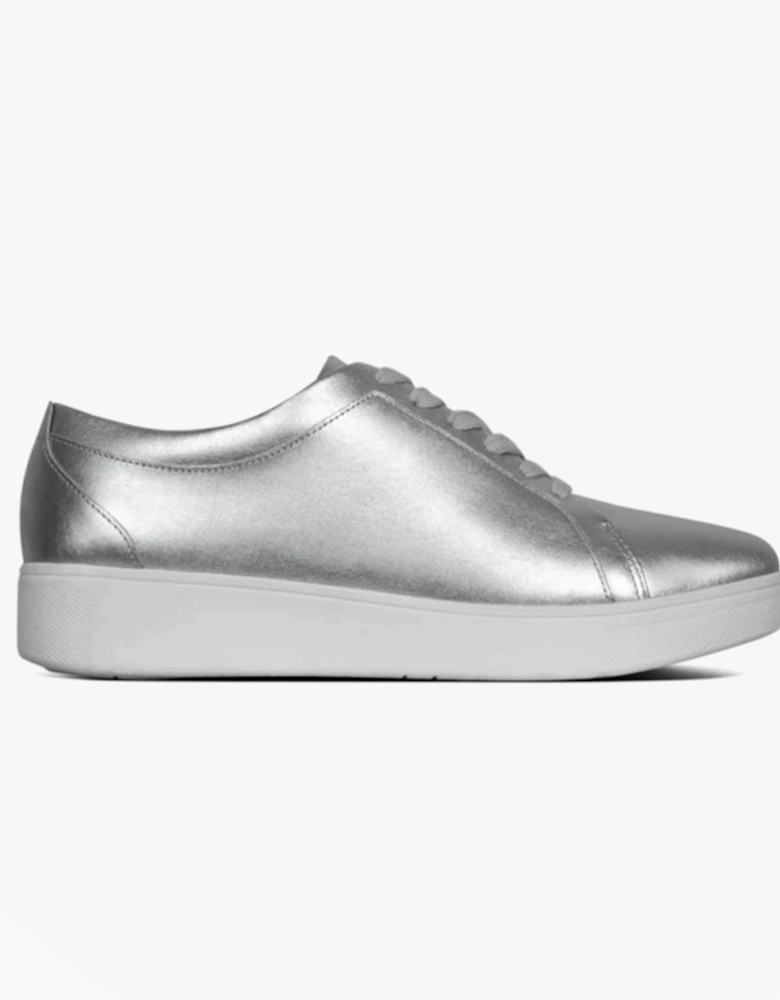 RALLY Womens Leather Trainers Silver