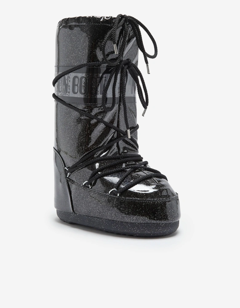 Moon Boot Girls Icon Glitter Boots in Black