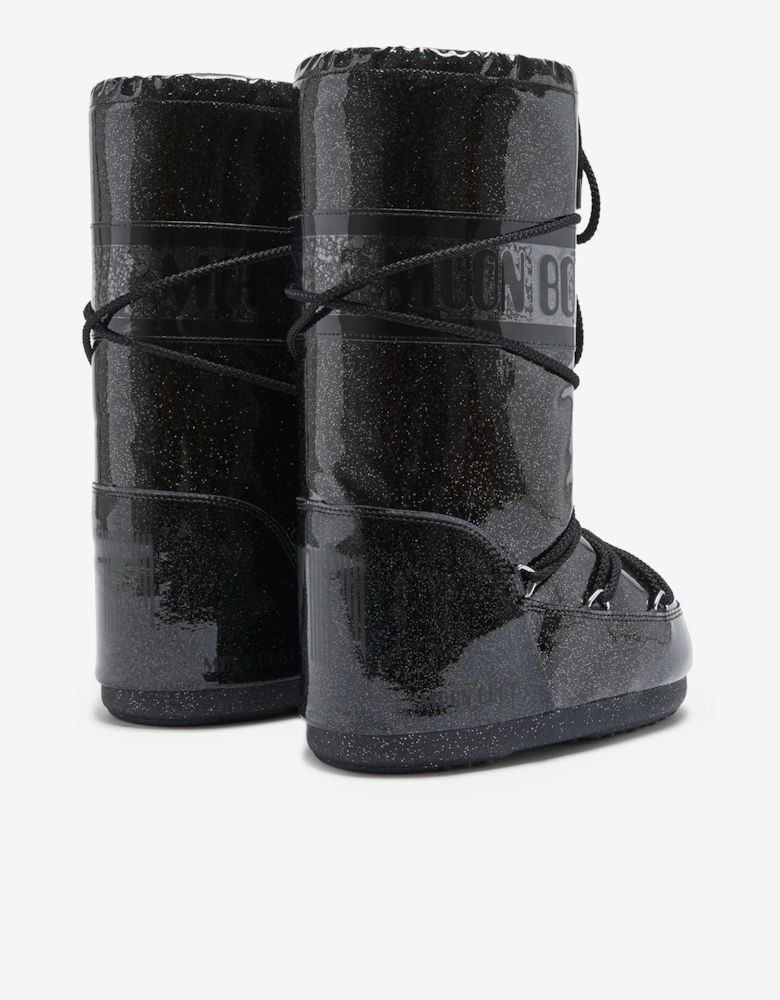 Moon Boot Girls Icon Glitter Boots in Black