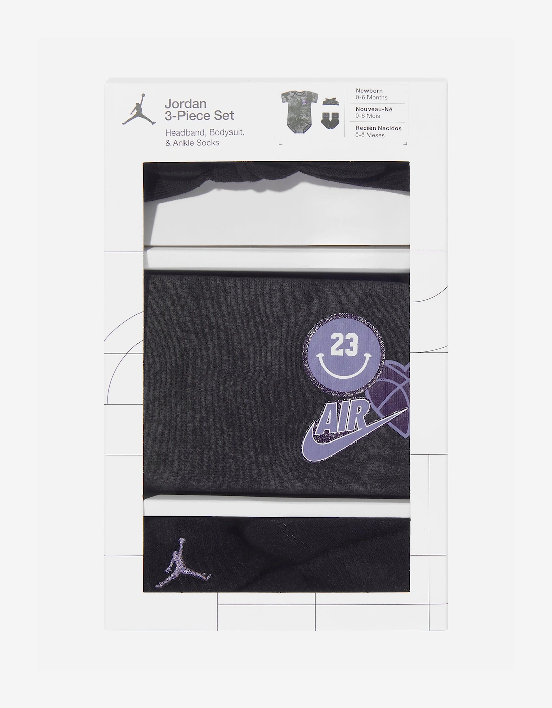 Jordan Baby Girls 3 Piece Bodysuit Set in Black