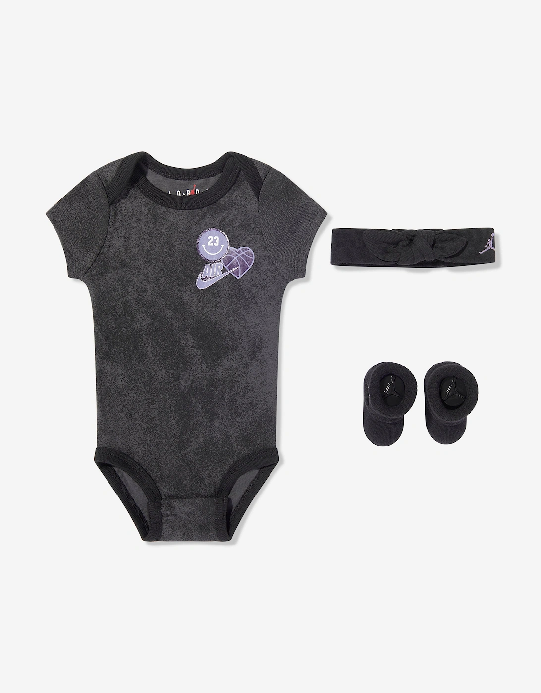Jordan Baby Girls 3 Piece Bodysuit Set in Black, 6 of 5