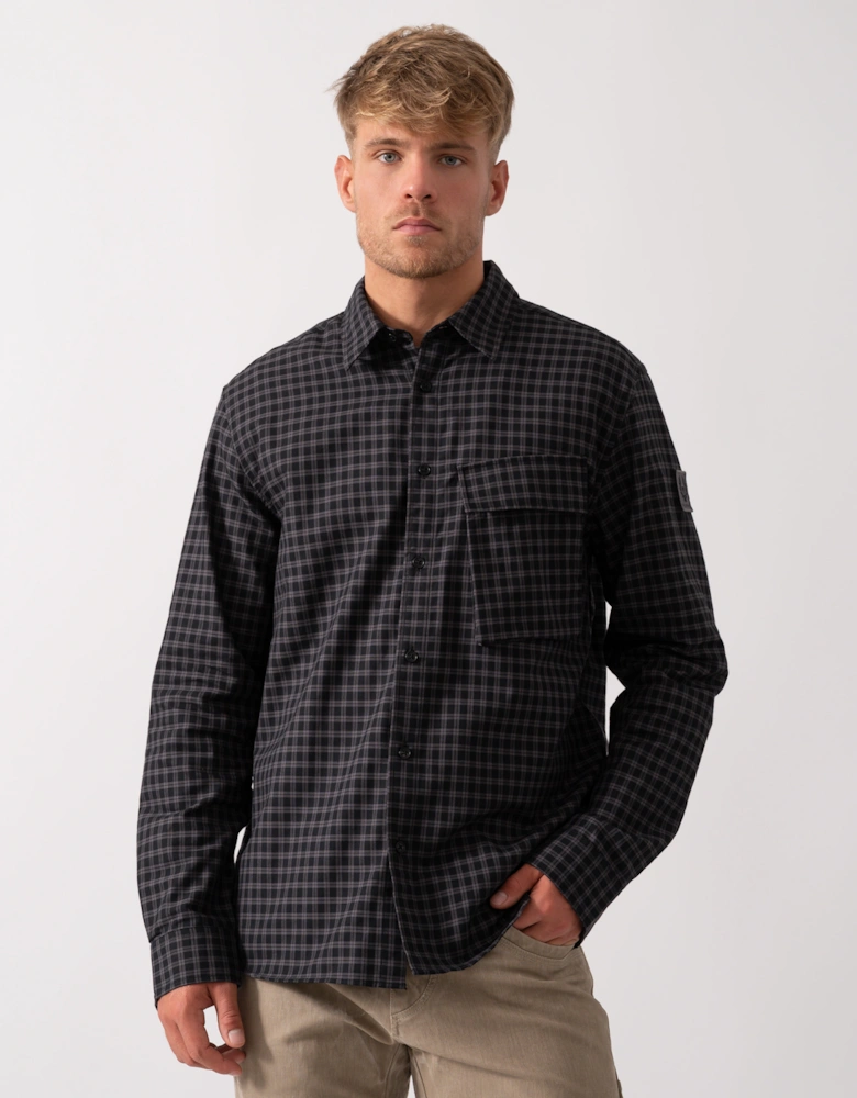 Scale Mens Long Sleeve Check Shirt - Black / Tornado Grey