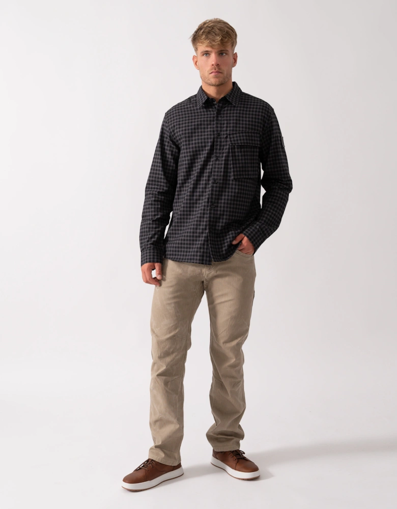 Scale Mens Long Sleeve Check Shirt - Black / Tornado Grey
