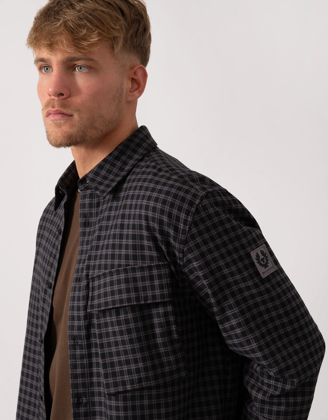 Scale Mens Long Sleeve Check Shirt - Black / Tornado Grey