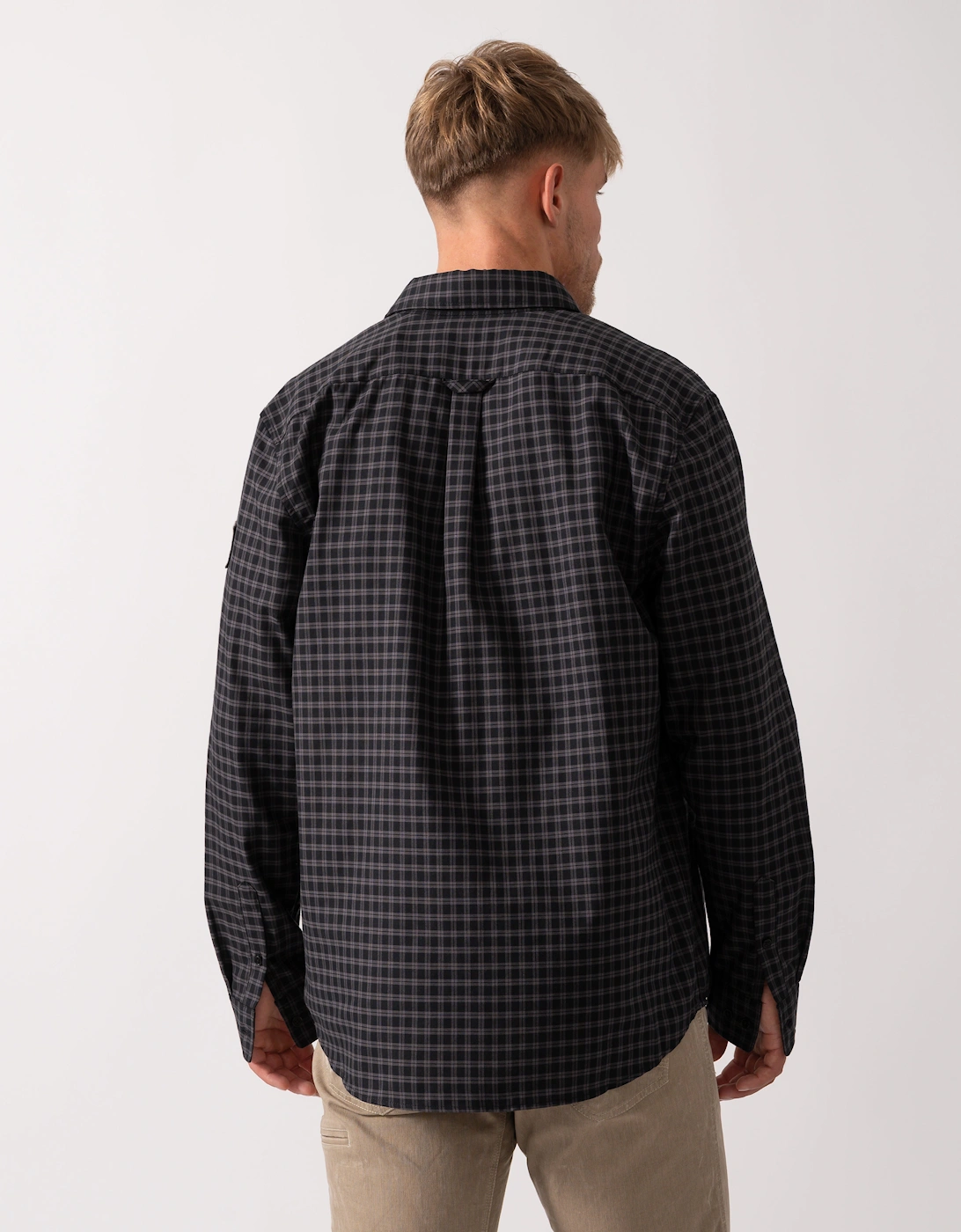 Scale Mens Long Sleeve Check Shirt - Black / Tornado Grey