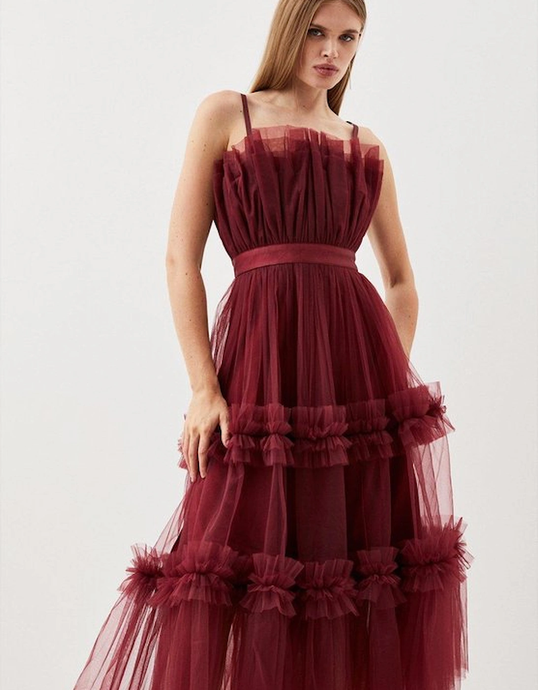 Tulle Bandeau Tiered Midi Dress, 5 of 4