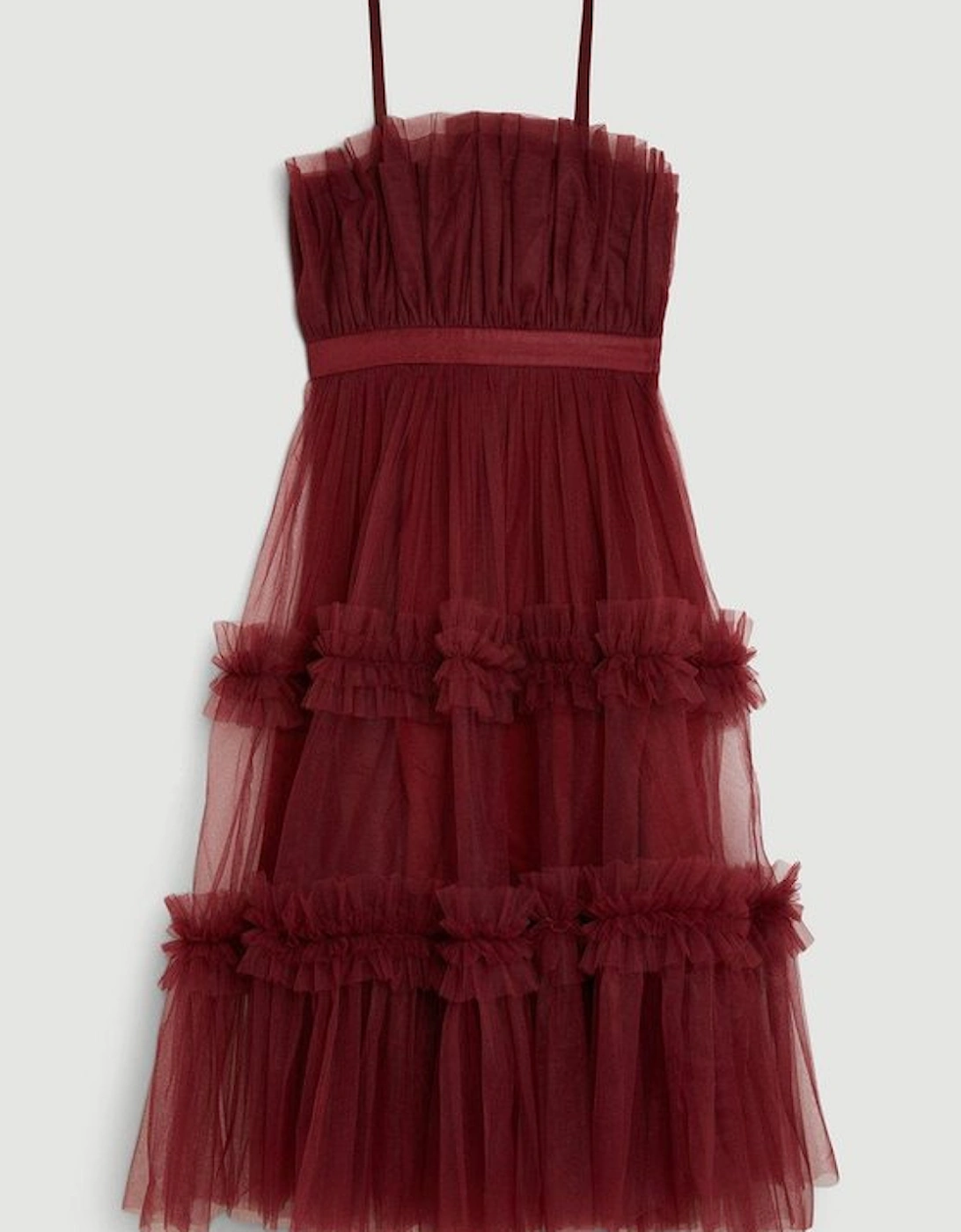 Tulle Bandeau Tiered Midi Dress