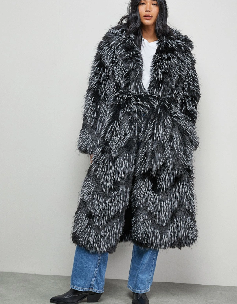 Faux Fur Two Tone Coat