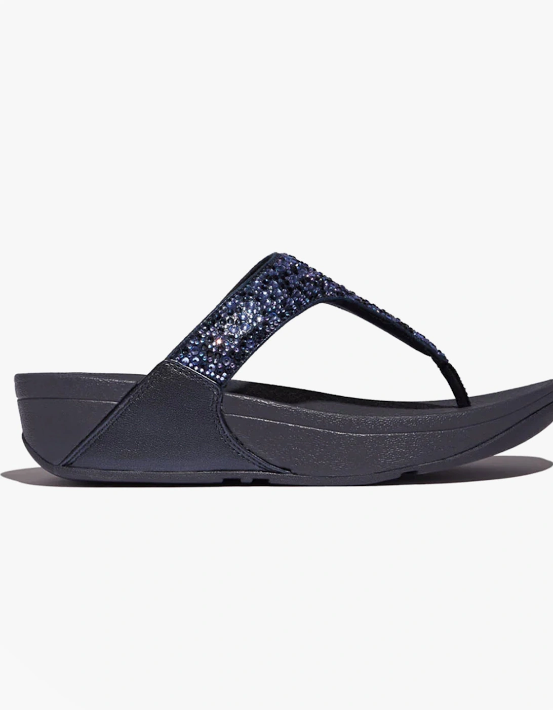 Women's FitFlop LULU CRYSTAL-MIX Womens Toe Post Sandals Midnight Navy - Blue - Size: 4