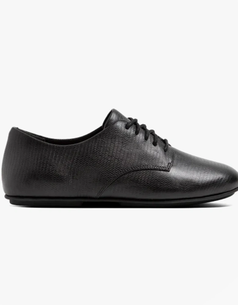 ADEOLA LIZARD Womens Leather Derby Shoes All Black