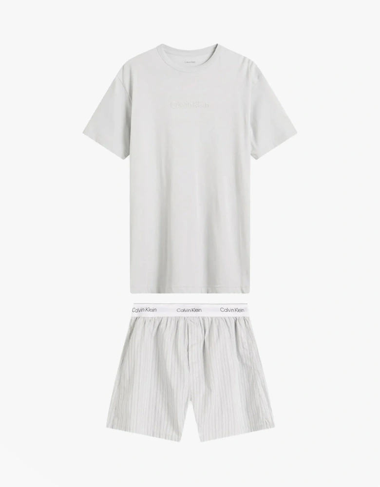 CREW POPLIN Mens T-Shirt & Boxer Shorts Set Grey