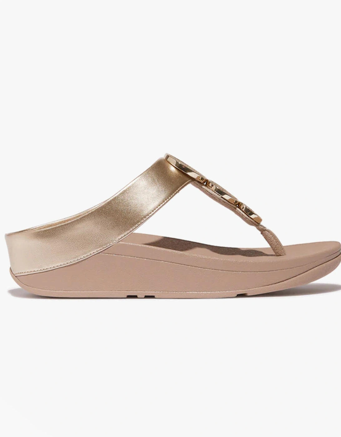 HALO BEAD-CIRCLE Womens Toe Post Sandals Metallic Latte Beige, 7 of 6