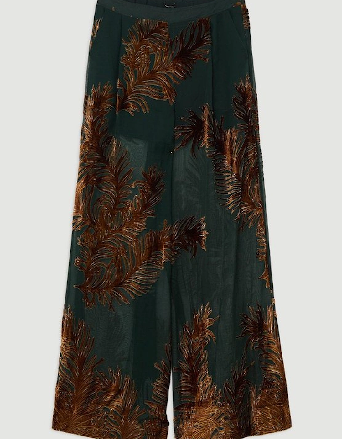 Feather Devore Woven Wide Leg Trousers