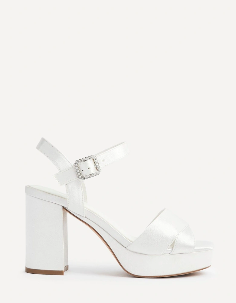 Perola Ivory Satin Platform Heels