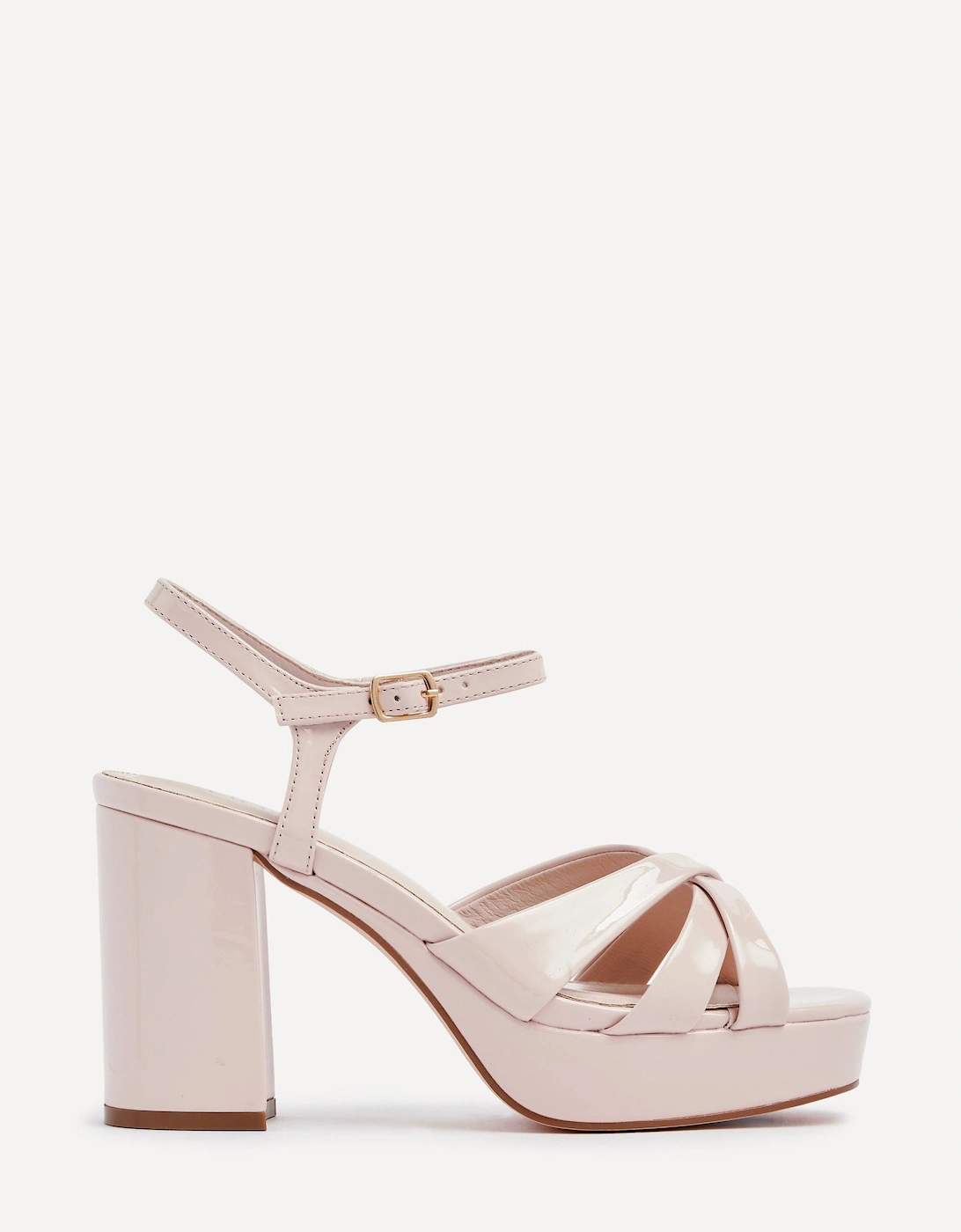 Keliah Nude Faux Patent Crossover Platform Heels, 2 of 1