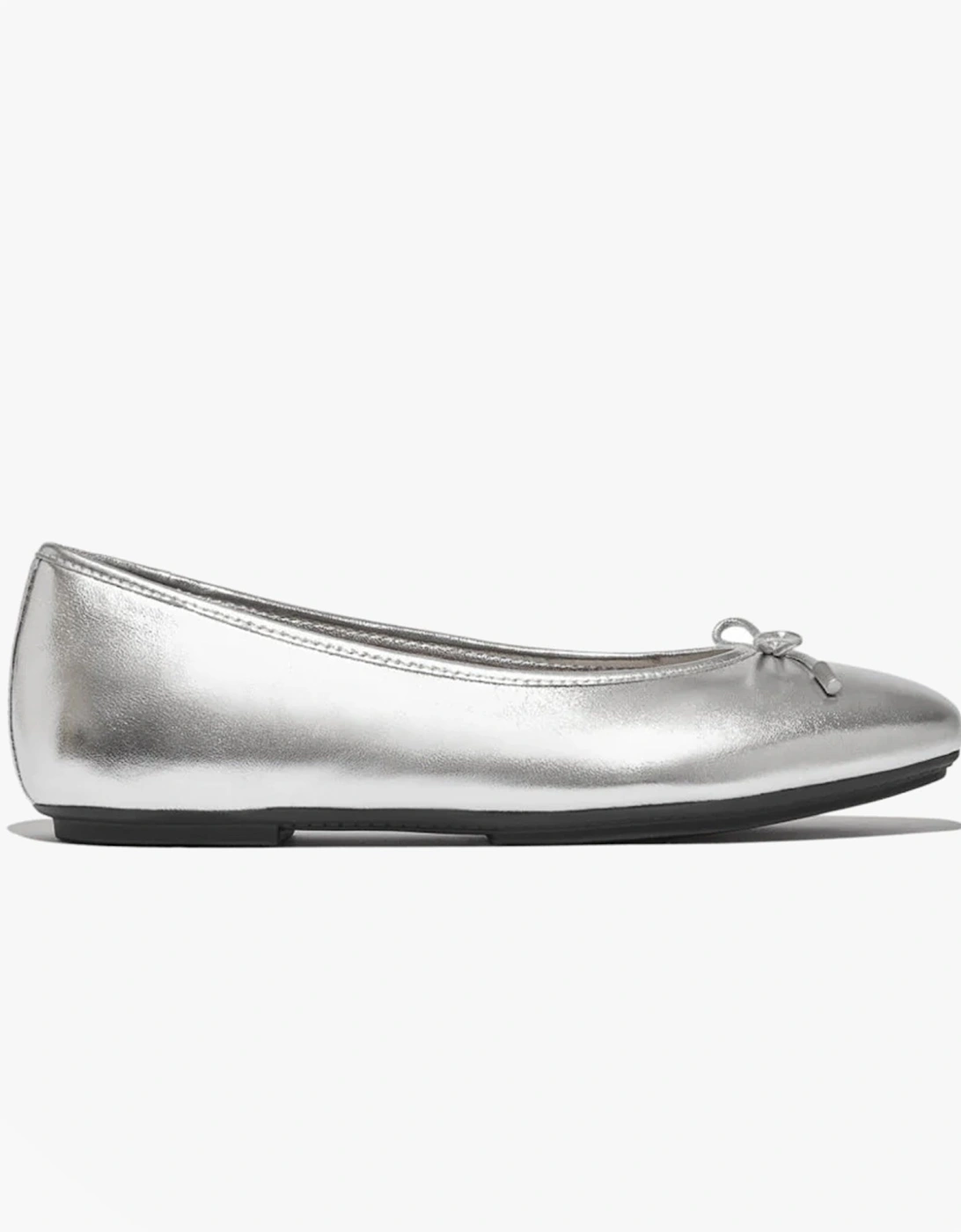 Women's FitFlop DELICATO BOW SOFT Womens Ballet Flats Silver - Size: 7