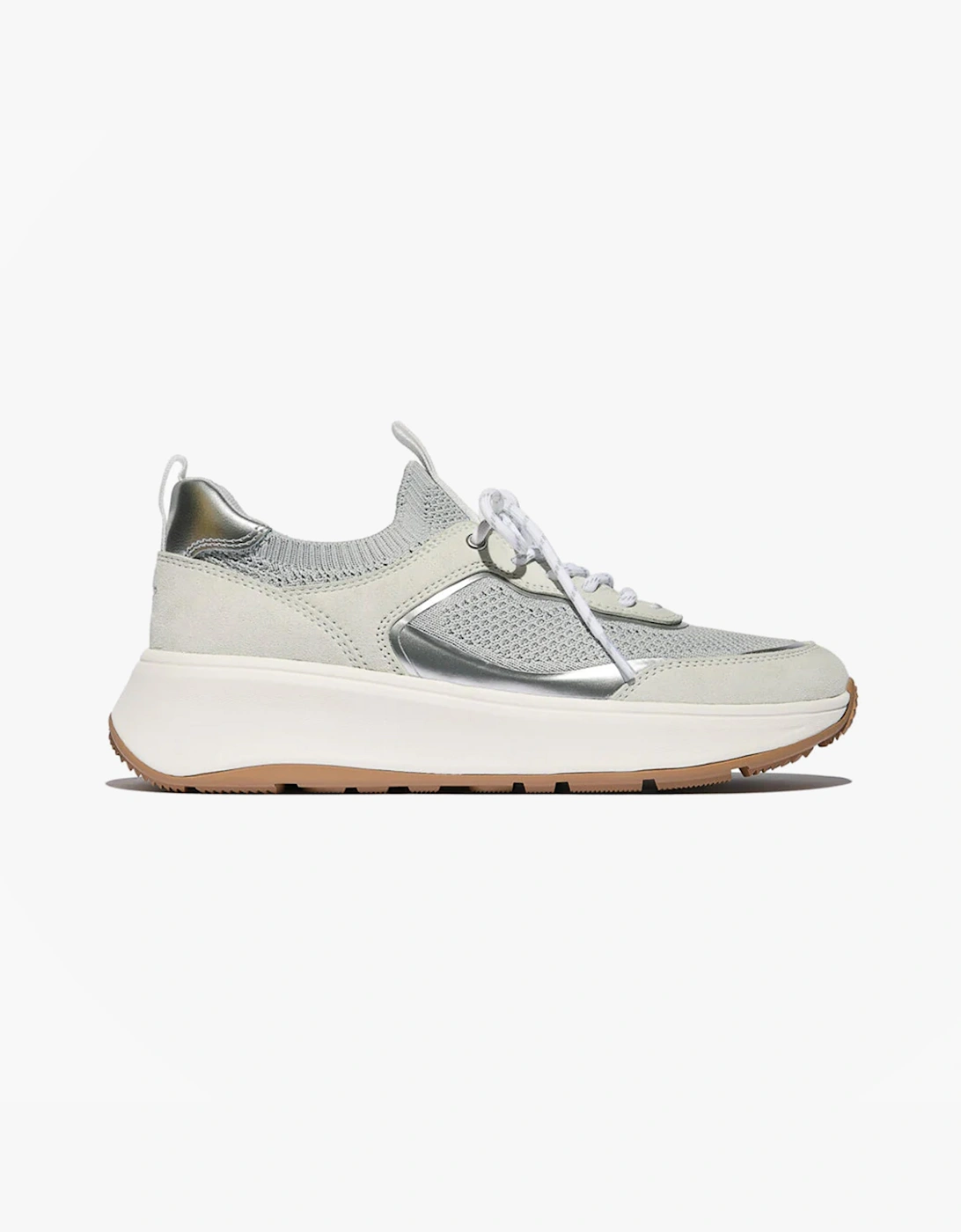 Women's FitFlop F-Mode Suede/Knit Womens Trainers Urban White/French Grey - Size, 6