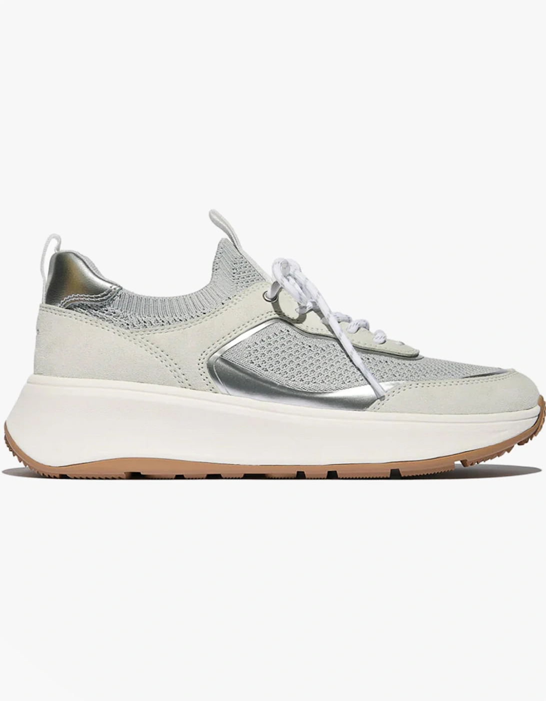 F-MODE  SUEDE/KNIT Womens Trainers Urban White/French Grey, 9 of 8