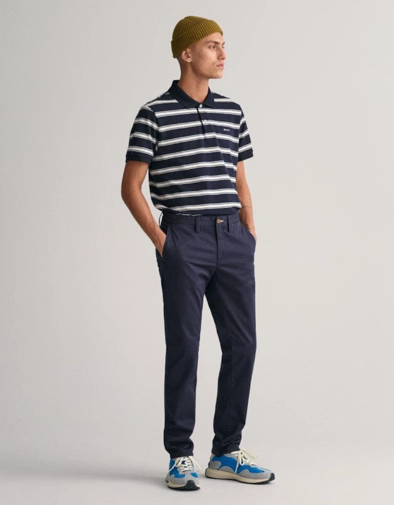 Mens Slim Fit Twill Chinos - 410 Marine