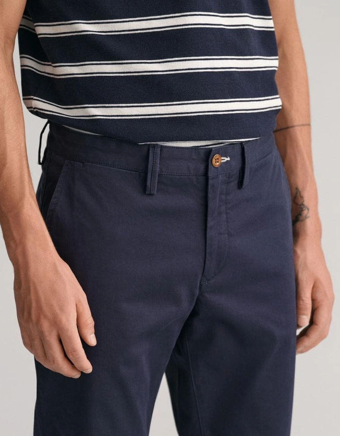 Mens Slim Fit Twill Chinos - 410 Marine