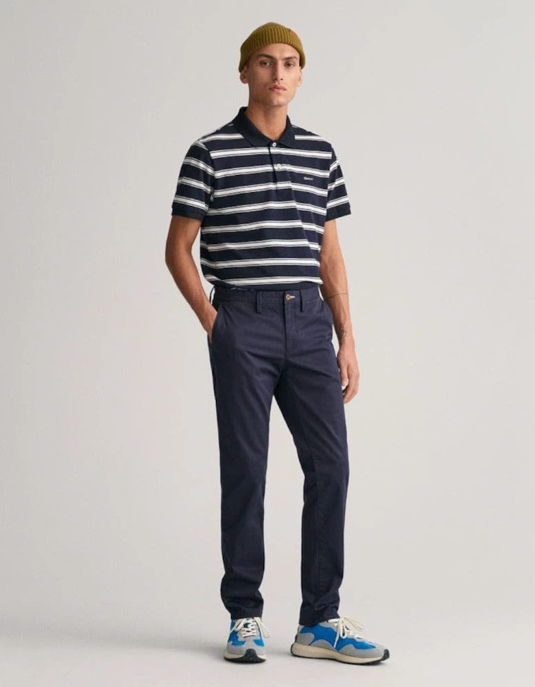 Mens Slim Fit Twill Chinos - 410 Marine
