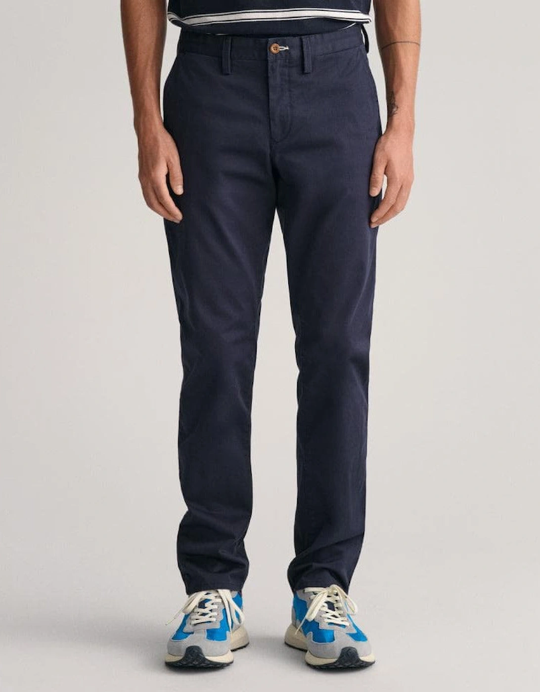 Mens Slim Fit Twill Chinos - 410 Marine, 7 of 6