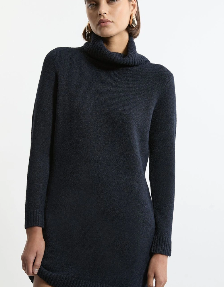 Wool Blend Cosy Roll Neck Knit Dress