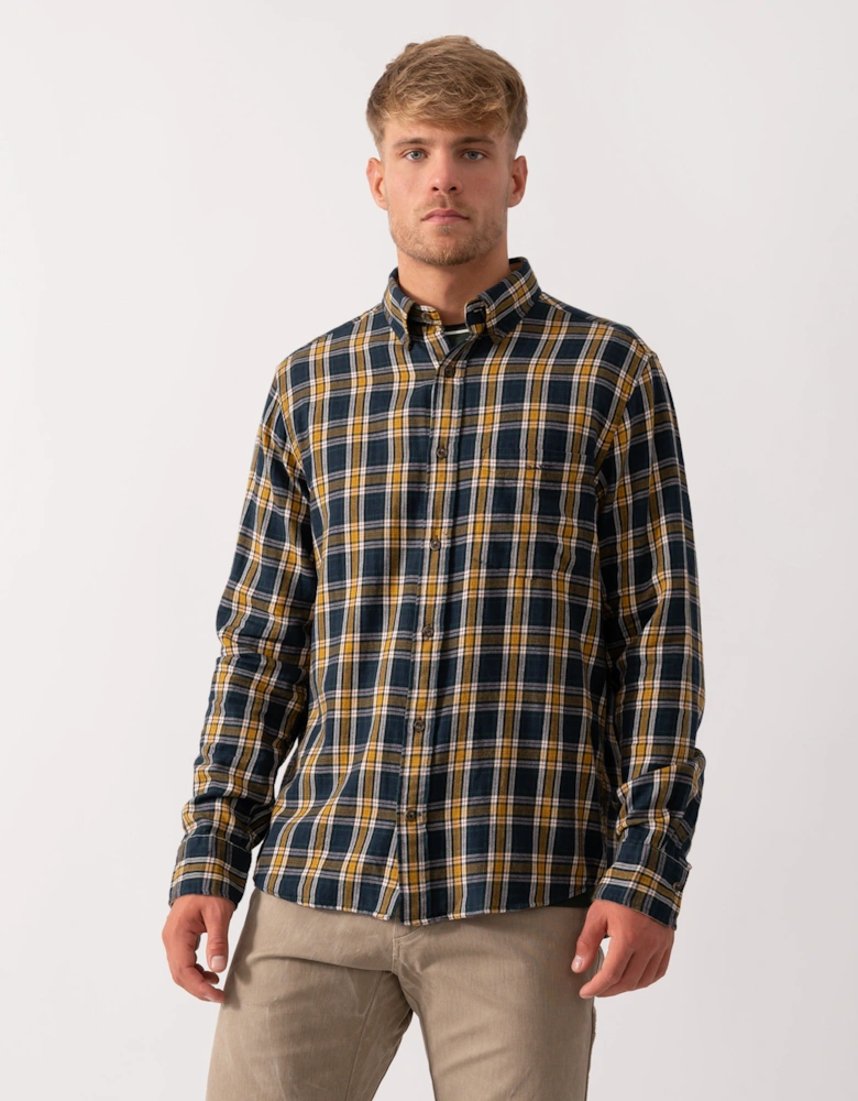 Mens Long Sleeve Windblown Flannel Small Check Shirt - 433 Evening Blue