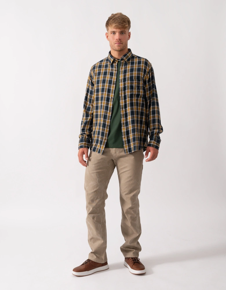 Mens Long Sleeve Windblown Flannel Small Check Shirt - 433 Evening Blue