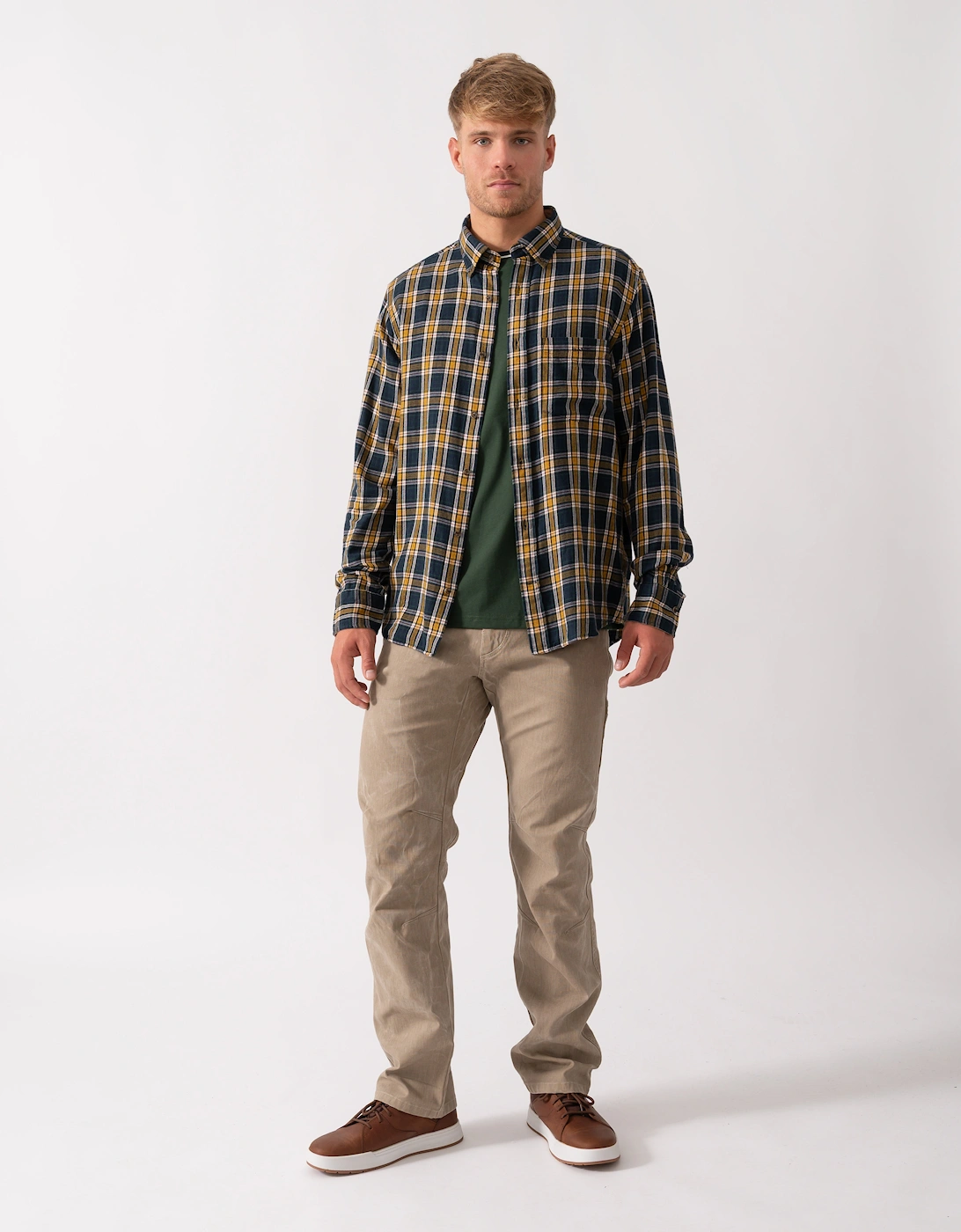 Mens Long Sleeve Windblown Flannel Small Check Shirt - 433 Evening Blue