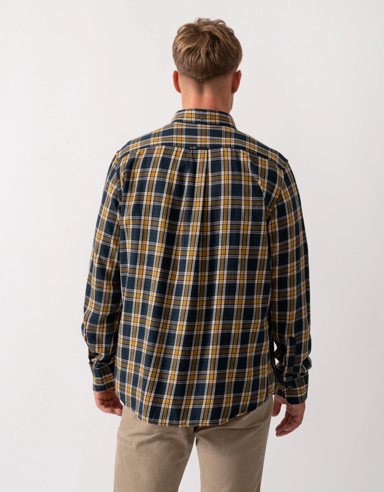 Mens Long Sleeve Windblown Flannel Small Check Shirt - 433 Evening Blue