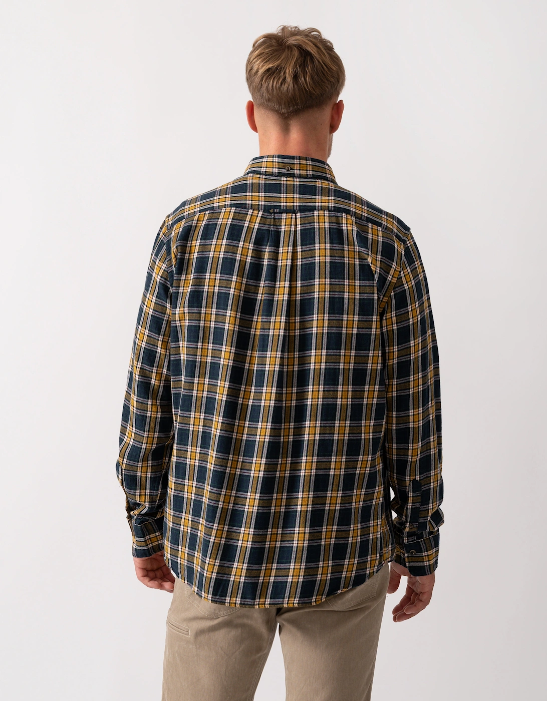 Mens Long Sleeve Windblown Flannel Small Check Shirt - 433 Evening Blue