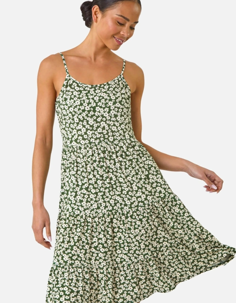 Petite Ditsy Floral Print Stretch Dress