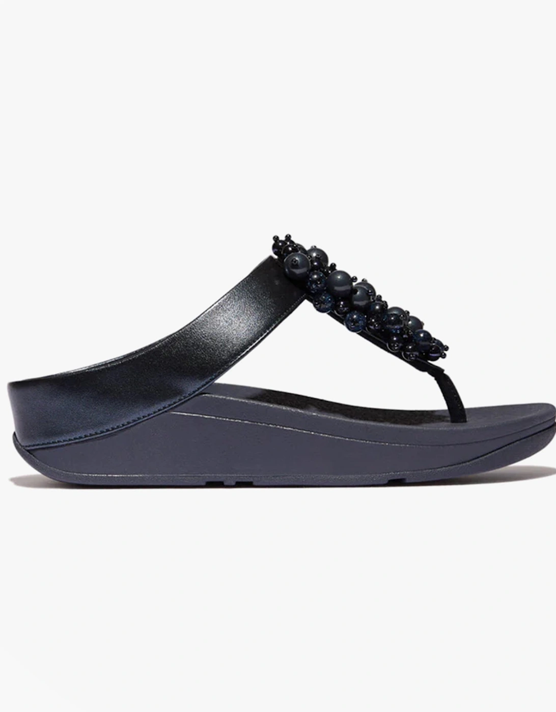 FINO BAUBLE-BEAD Womens Toe Post Sandals Midnight Navy, 8 of 7
