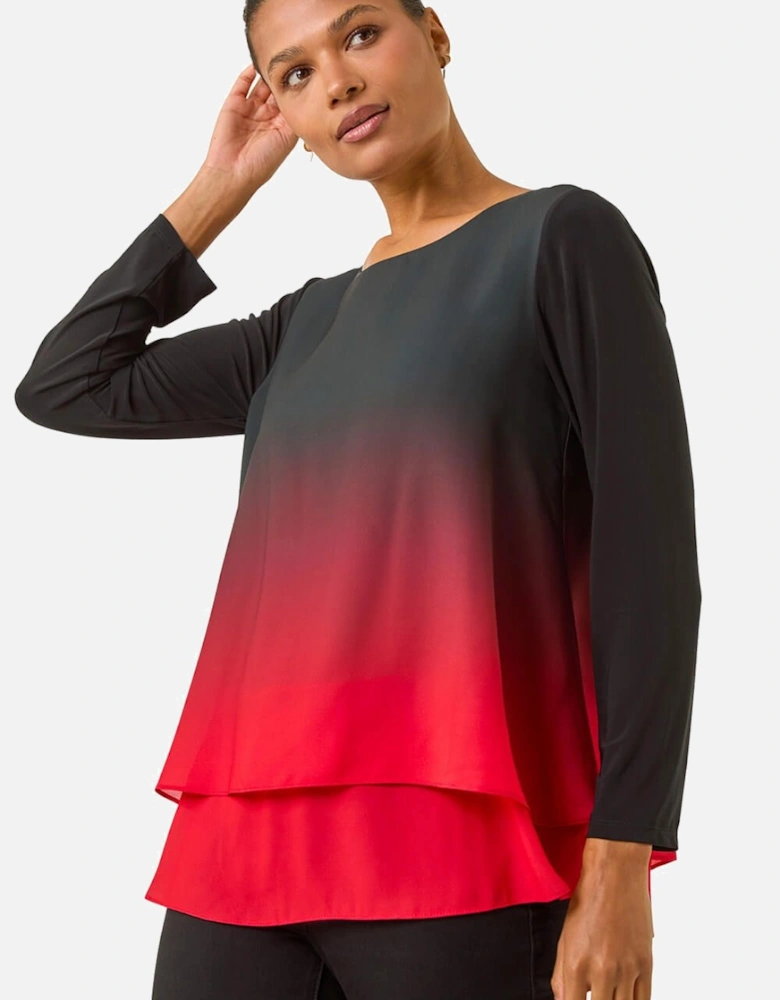 Ombre Chiffon Overlay Top