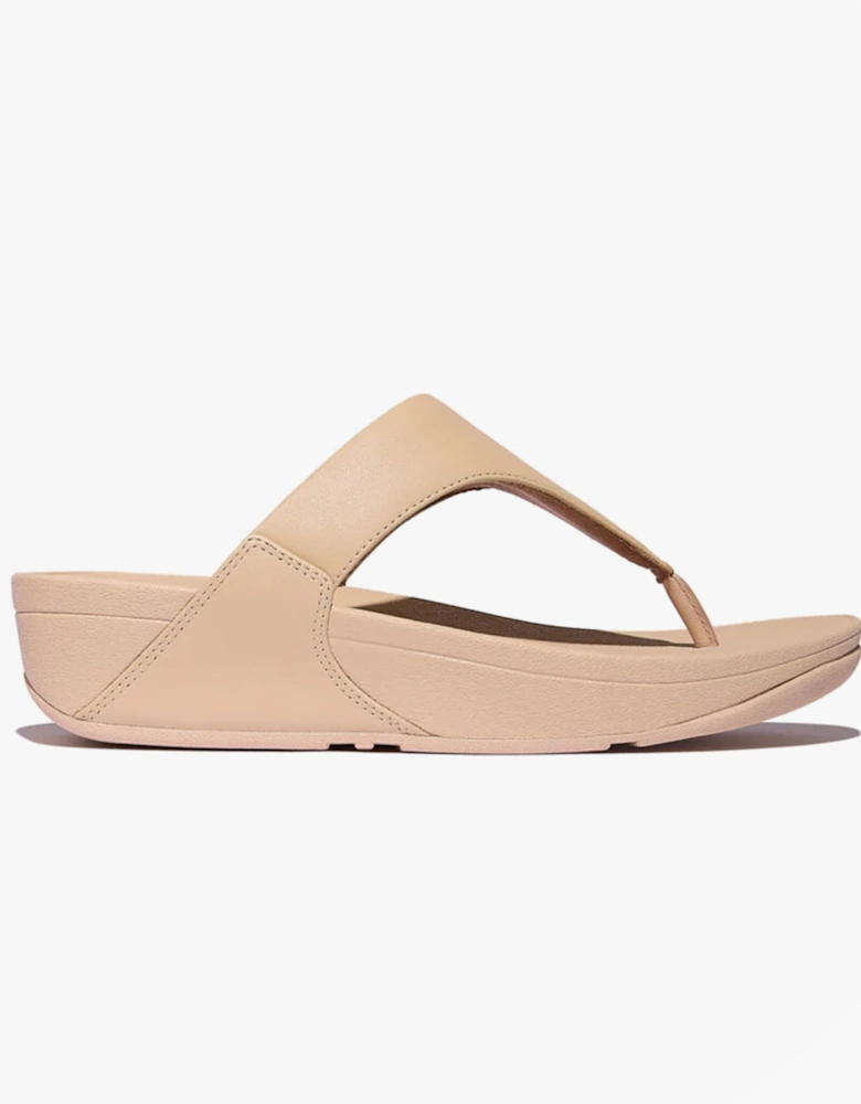 LULU LEATHER Womens Toe Post Sandals Sandy Beige