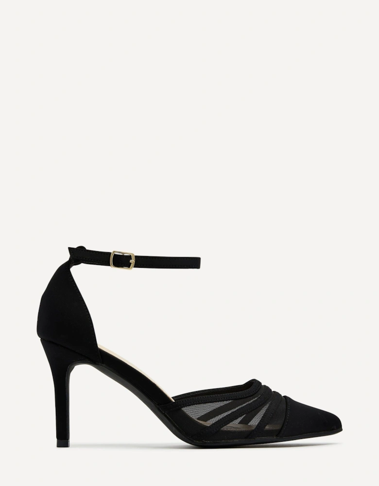 Serri Black Lycra Mesh Court Heel