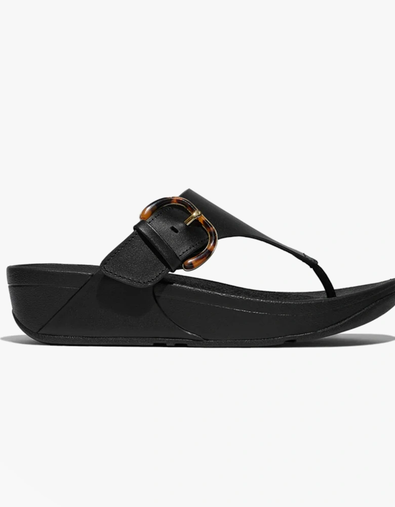 LULU RESIN-BUCKLE Womens Toe Post Sandals All Black