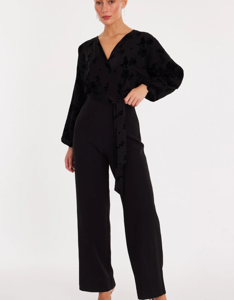 Black Floral Bodice Jumpsuit