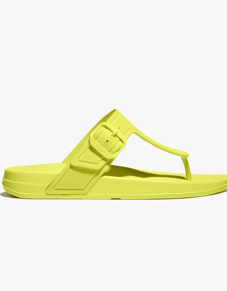 iQUSHION ADJUSTABLE Womens Buckle Flip-Flops Electric Yellow