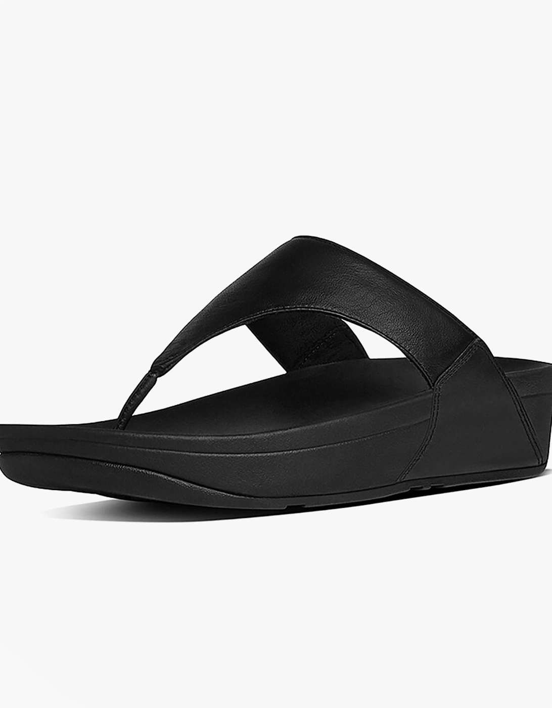 LULU Womens Leather Toe Post Sandals Black