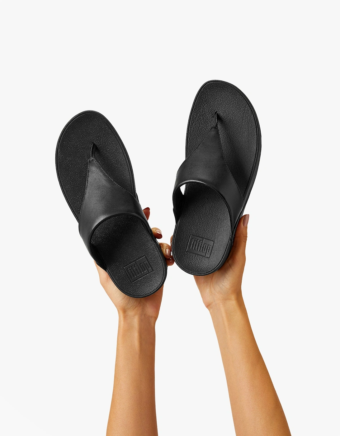 LULU Womens Leather Toe Post Sandals Black