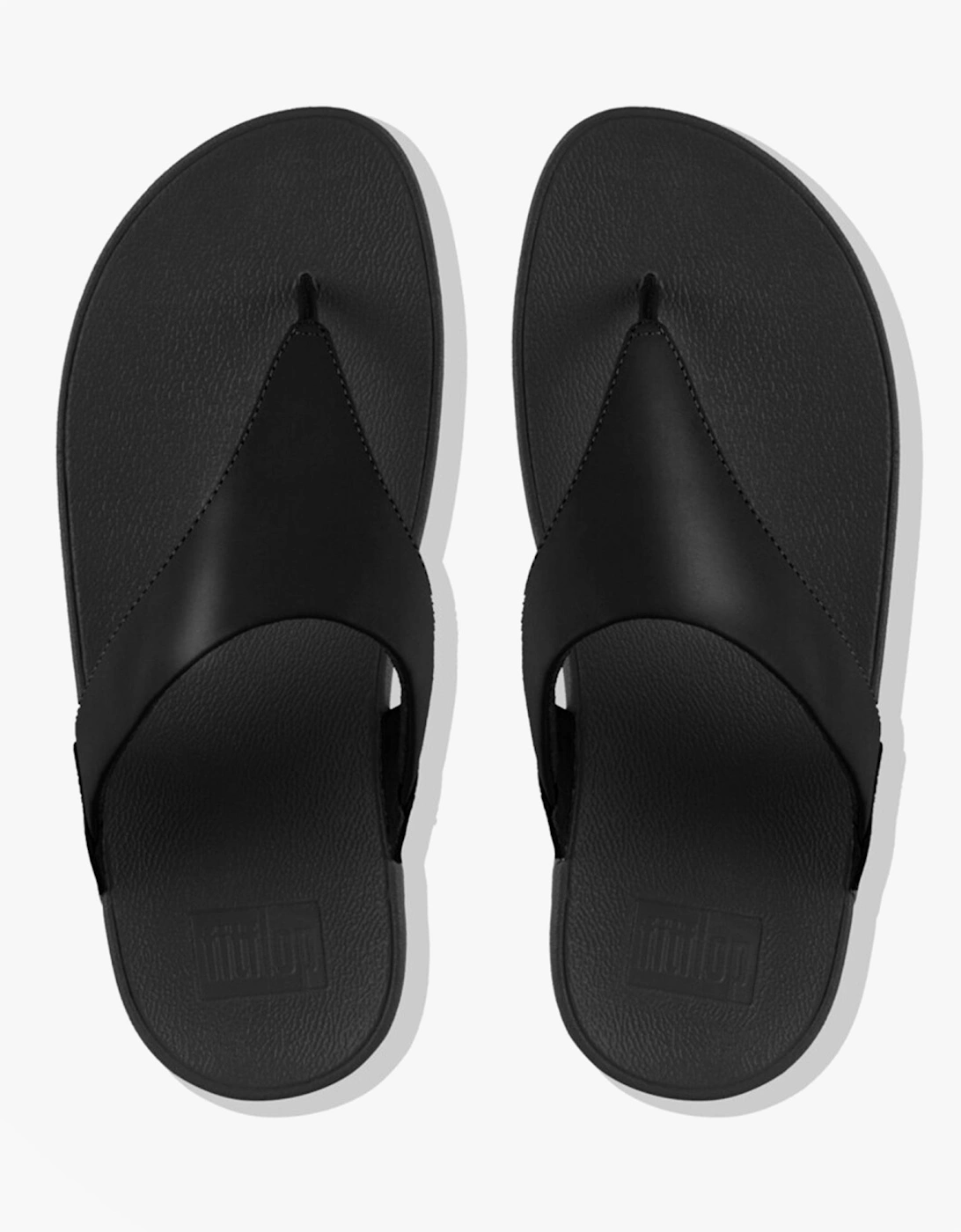 LULU Womens Leather Toe Post Sandals Black
