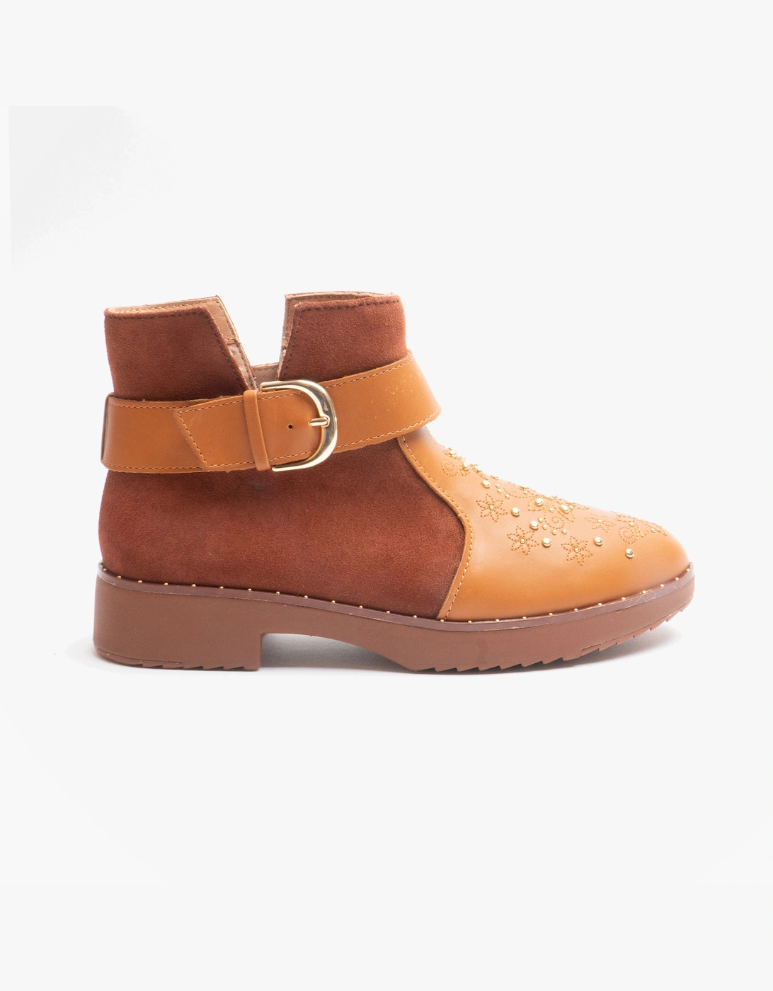 FitFlop Women's FitFlop ATHENA FLOWER STUD Womens Leather Ankle Boots Light Tan - Brown