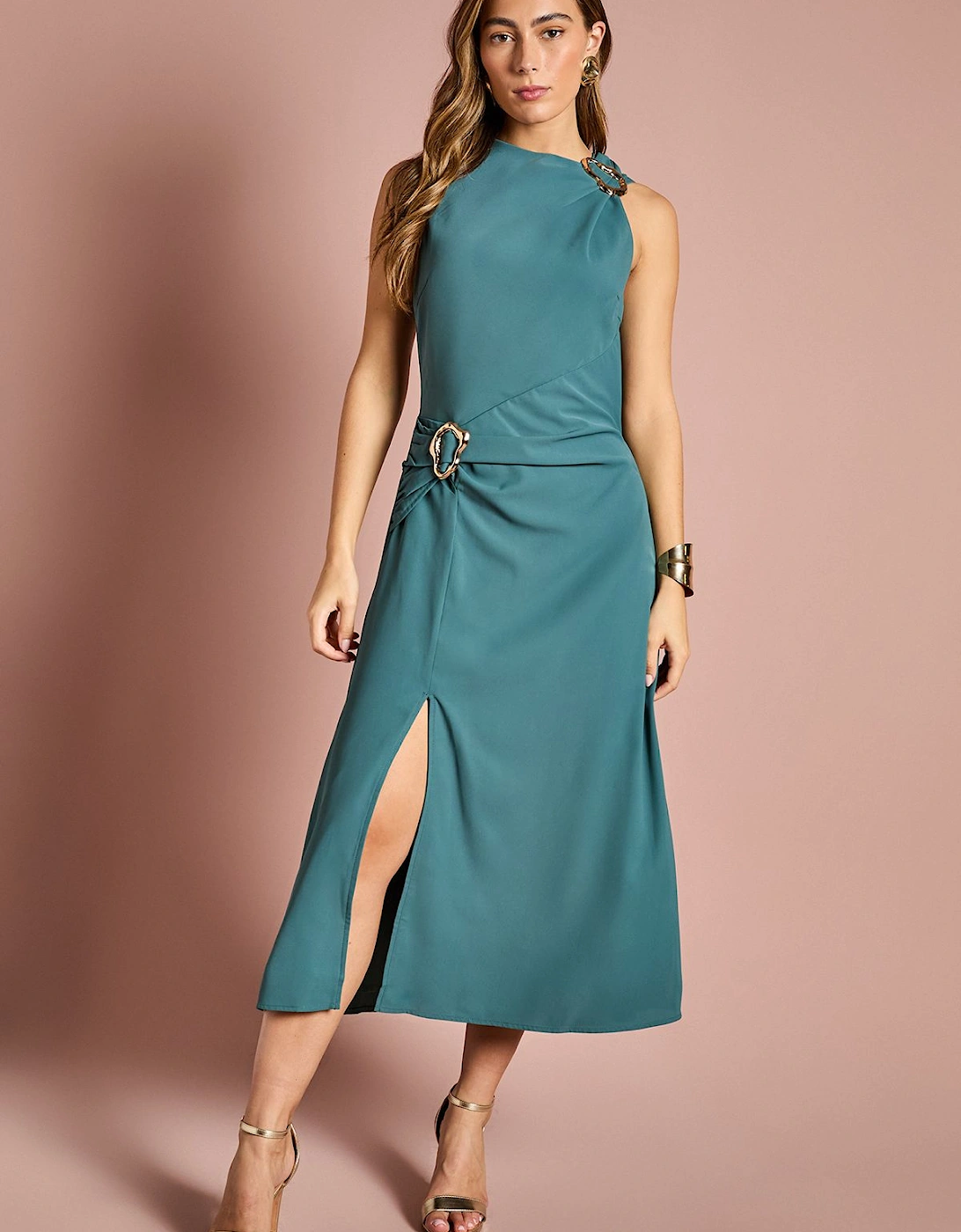 Stretch Crepe Midi Dress With Buckle, 2 of 1