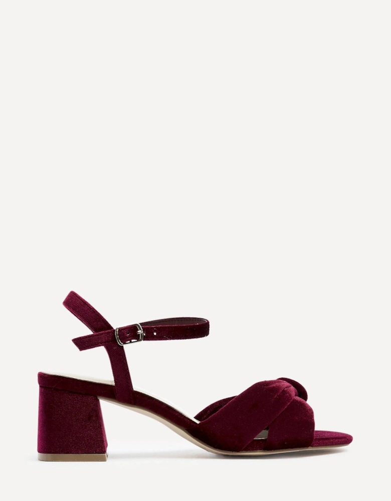 Charlotte Burgundy Velvet Block Heeled Sandal