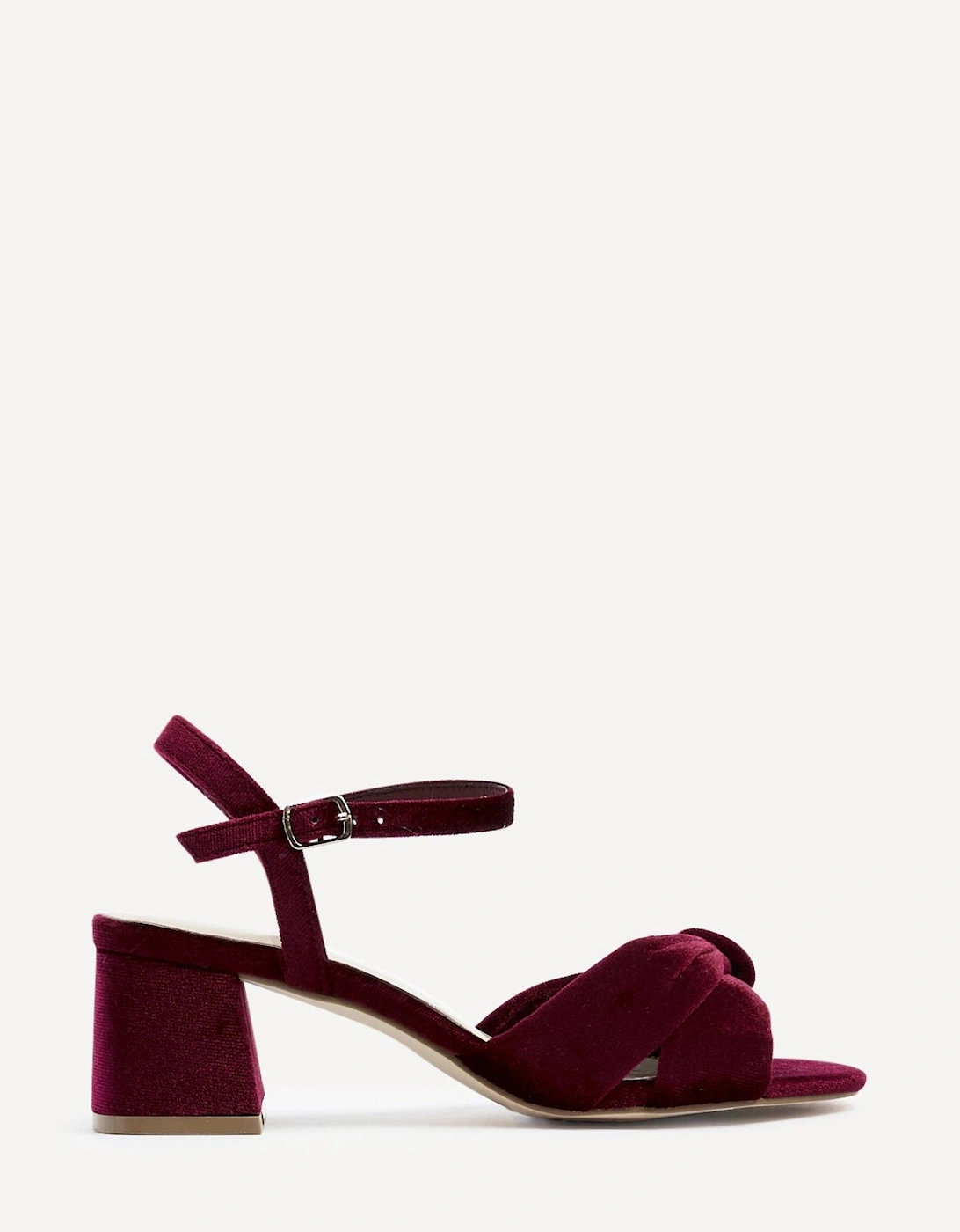 Charlotte Burgundy Velvet Block Heeled Sandal, 2 of 1