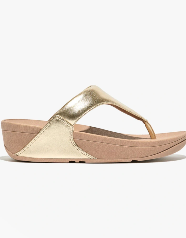 LULU LEATHER Womens Toe Post Sandals Platino